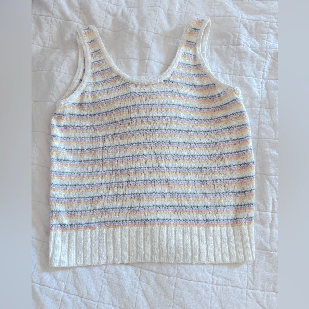 Ann Taylor Loft Striped Scoop Neck Sweater Tank, XS